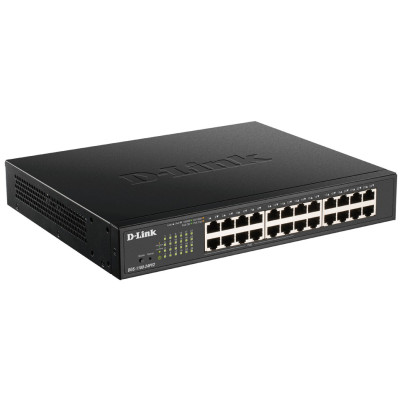D-Link DGS-1100-24PV2 24-Port Managed Gigabit Ethernet PoE+ Switch, fanless, desktop or rackmount